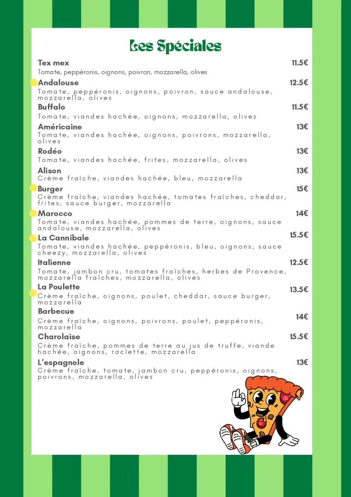 carte 2026 pizzas
